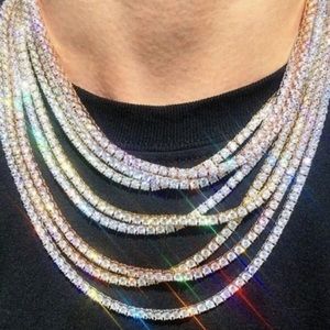 Diamond stud gold tennis chain 20”